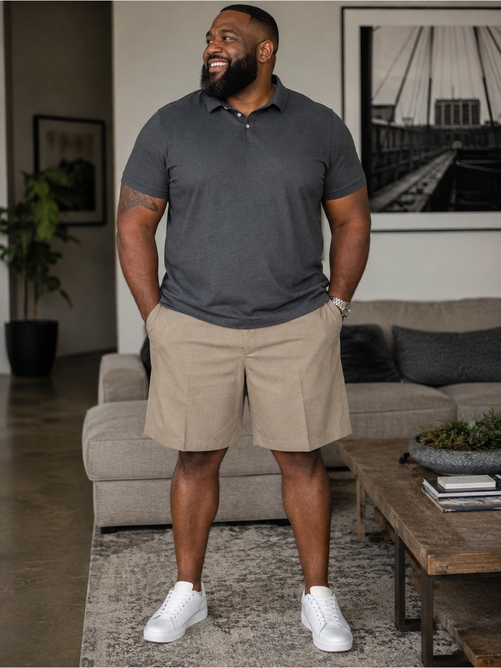 Hogan Tan Flat-Front Men's Shorts